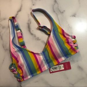 Xhilaration JUNIORS Rainbow Stripe Bikini Top